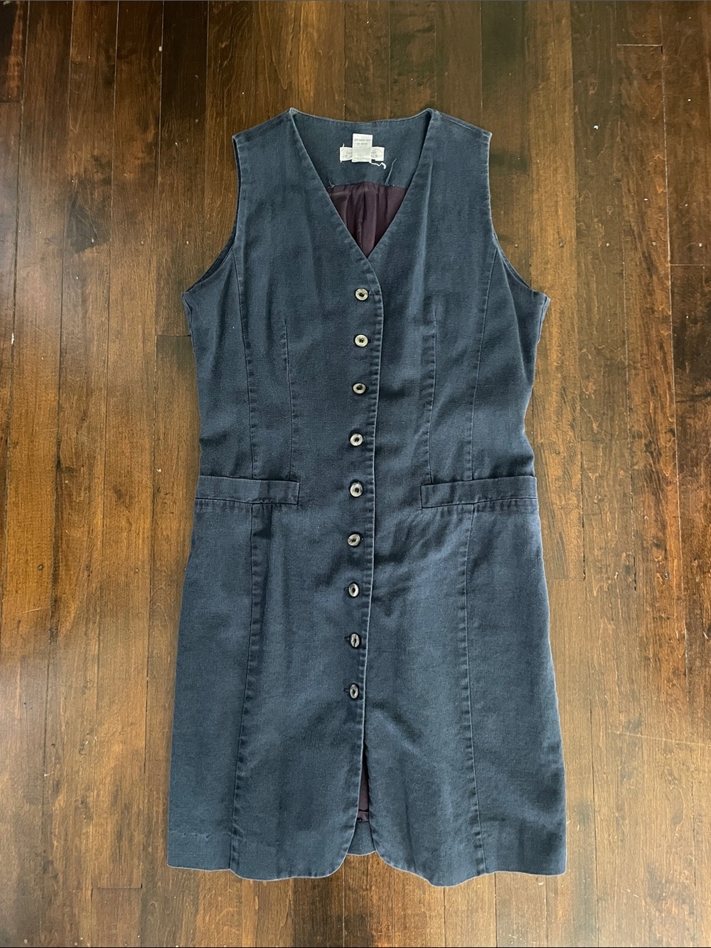 Sleeveless Button-Front Midi Dress in Navy
